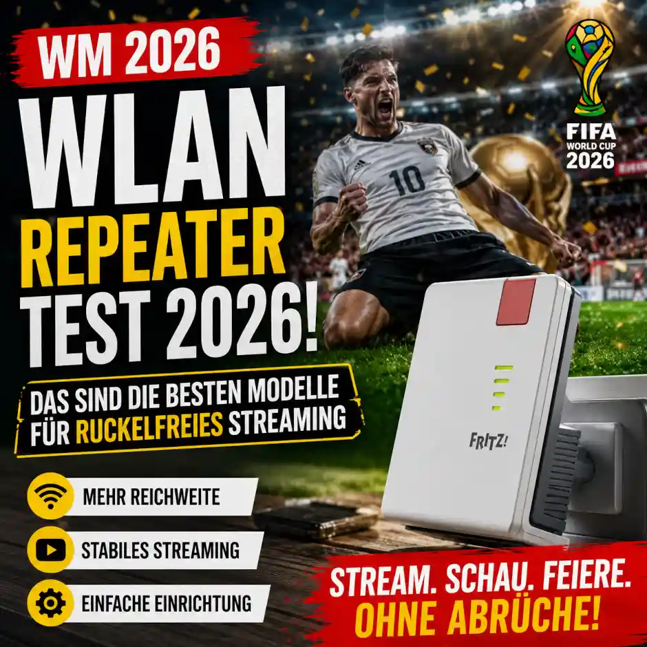 Die besten WLAN-Repeater 2026 im Vergleich. Tests, Angebote und Empfehlungen f�r stabiles Streaming zur Fu�ball-WM mit AVM, TP-Link, devolo und mehr