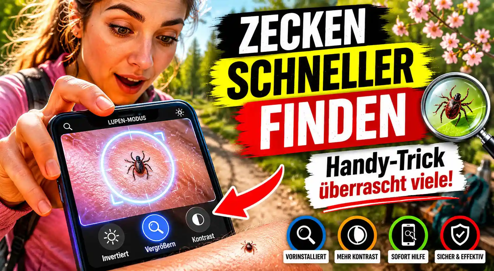 Viele �bersehen Zecken nach dem Spaziergang. Eine versteckte Smartphone-Funktion kann helfen, die kleinen Blutsauger schneller zu entdecken